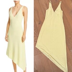 REMAIN BIRGER CHRISTENSEN Gosha diagonal hem deep v slip Dress Wax Yellow